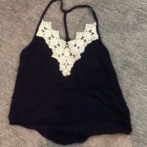 Navy Blue Top with Lace